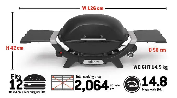 Weber Q Premium (Q2200N) Midnight Black Natural Gas - Barbeques and More