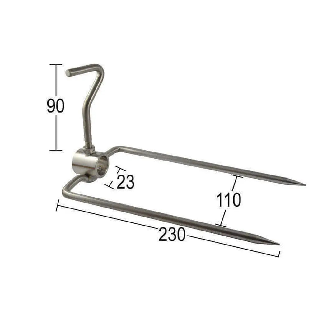 Spit Roaster Prong - Large Stainless Steel - 22mm Round - Barbeques and More