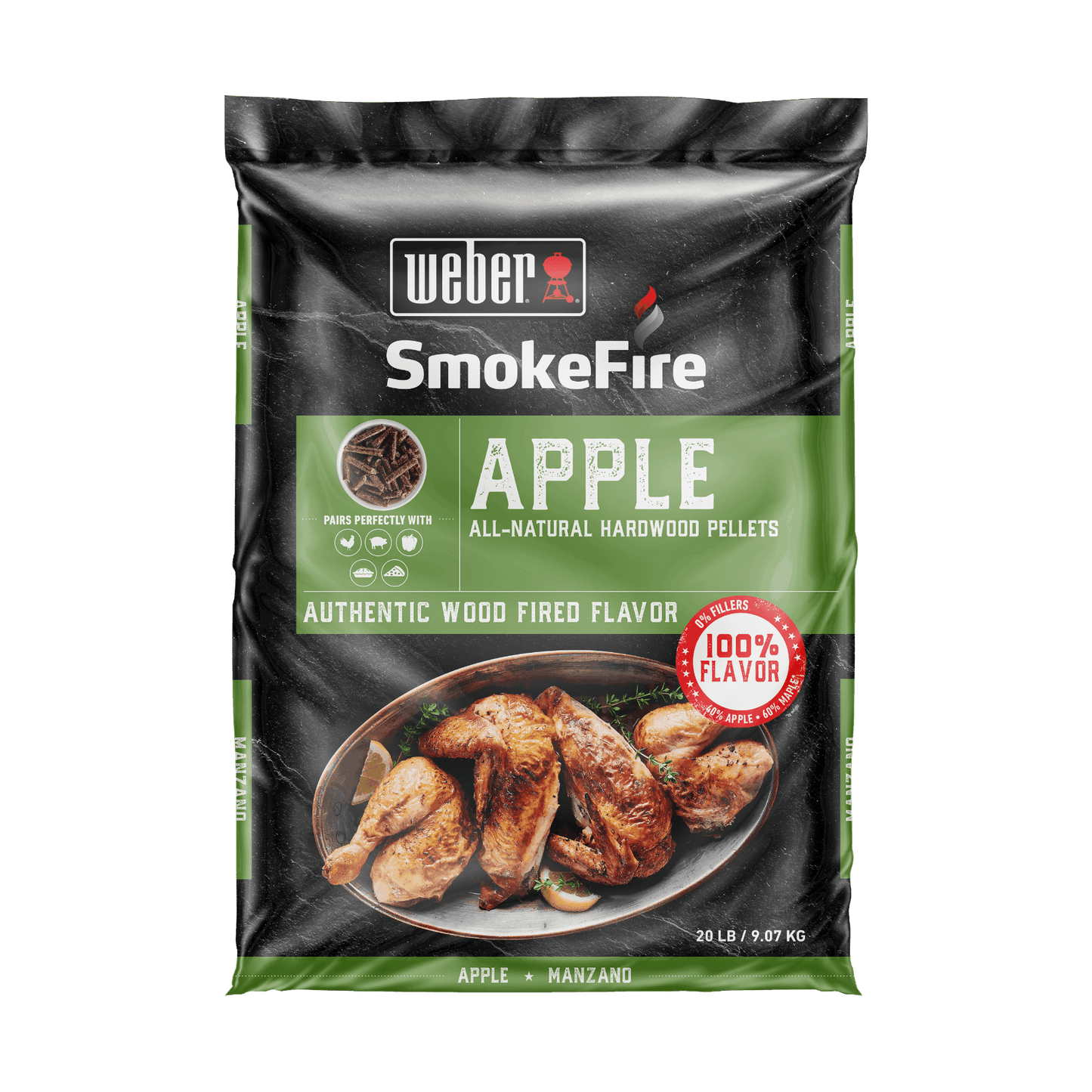 Weber Apple All - Natural Hardwood Pellets 9kg - Barbeques and More
