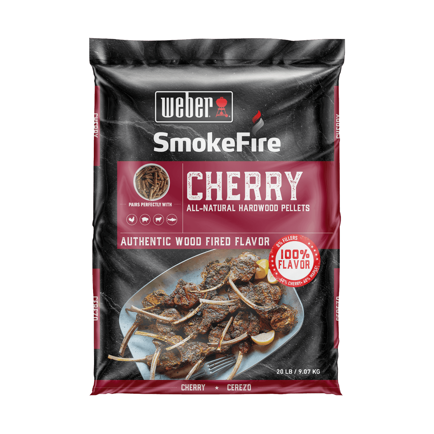 Weber Cherry All - Natural Hardwood Pellets 9kg - Barbeques and More