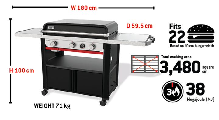 Weber® Slate™ 3 Burner Premium Griddle (30") LPG